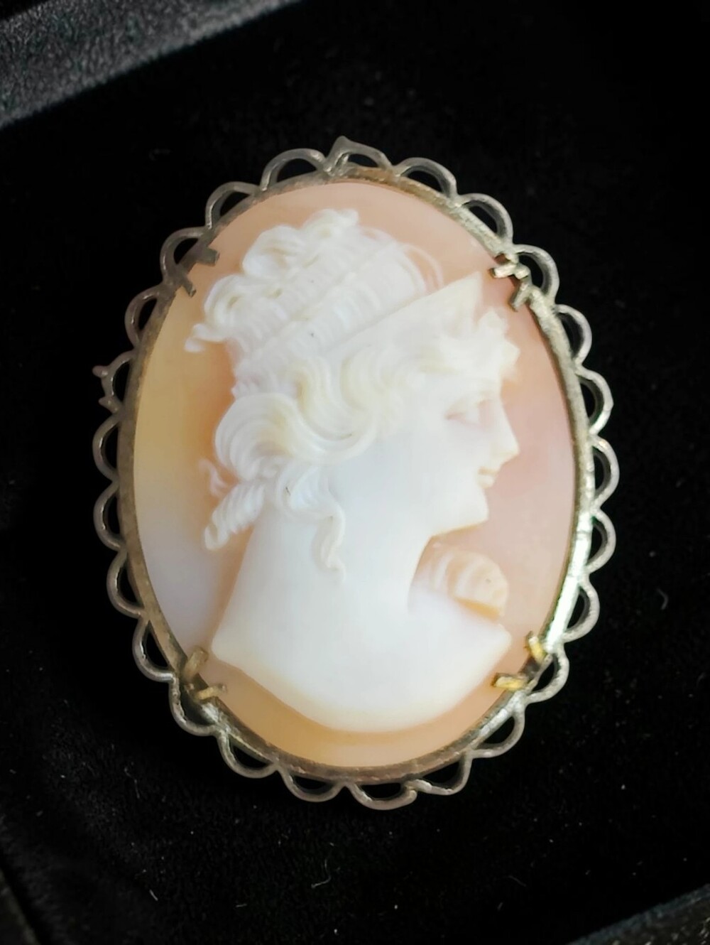 Antique Genuine Shell Cameo Pendant / Brooch